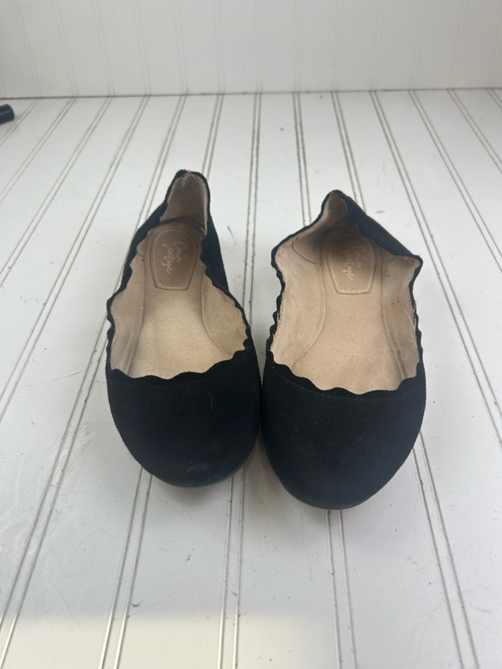 Crown Vintage Classic Black Suede Work Office Flats Women’s Size 8.5 - Picture 3 of 9